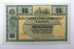 The North of Scotland & Town & Country Bank  specimen £5 A 0001/0001 and A 0160/1000 Aberdeen 1st
