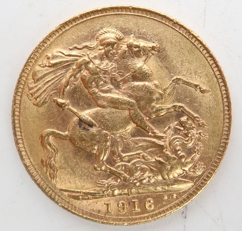 GEORGE V (1910-1936) 1 Sovereign 1916 Obverse bust of King George V facing left legend around - Image 2 of 2