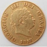 George III, 1760-1820 half-sovereign, 1817. London. Laureate head right; date in exergue; GEORGIUS