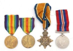 A WW1 1914-15 Star awarded to 89136 Dvr. H.R. Adams, Royal Field Artillery, Victory Medals to