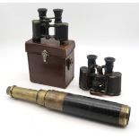 A brass and leather-clad Day-or-Night Improved three-draw telescope by T. Harris & Son, London, a