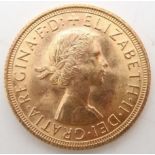 Elizabeth II (1952-2022) 1 Sovereign 1964 Obverse 1st portrait of Queen Elizabeth II laureate