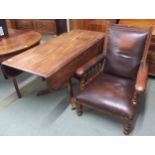 A lot comprising 19th century mahogany drop leaf tilt top breakfast table, 71cm high x 149cm long