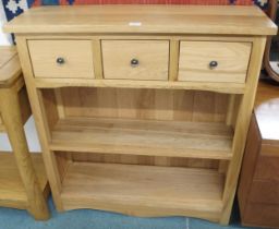 A contemporary beech JB Global open bookcase with three drawers over two open shelves, 95cm high x