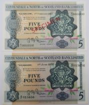 BANKNOTES Clydesdale & North of Scotland Bank specimen £5 note 1st February 1963 Fairbairn