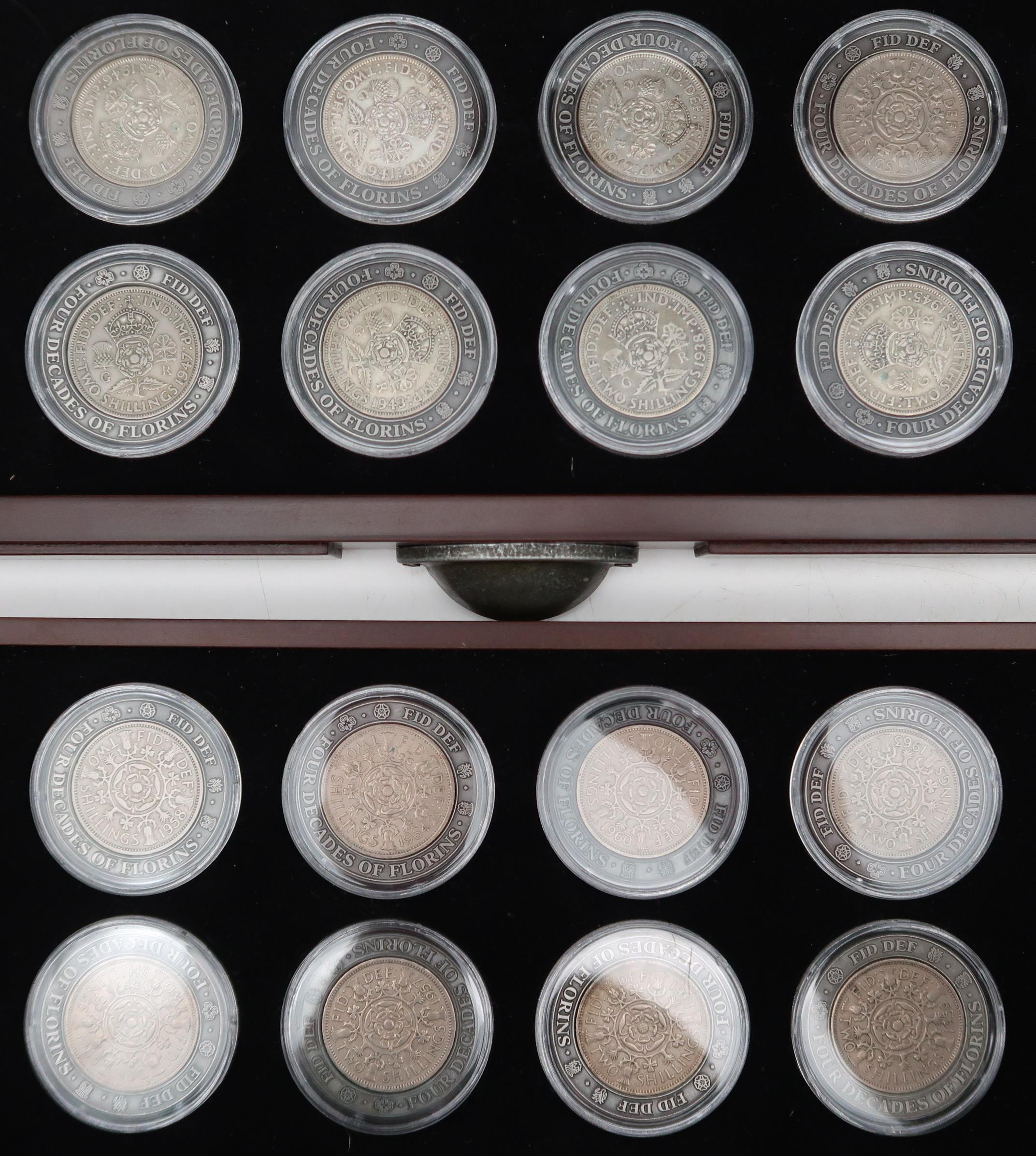 DANBURY MINT the last four decades of the florin' coin set, a collection of thirty five florins in a - Image 3 of 3