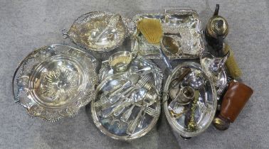 A collection of EPNS including footed dishes, baskets, tea sets, loose cutlery etc Condition