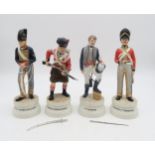 Four Coalport Battle of Waterloo figures including Corporal, Royal Horse Artillery, Sergeant,