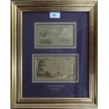 BANKNOTES  Bank of England pure gold notes Bank of England five pounds and ten shillings 99.9%