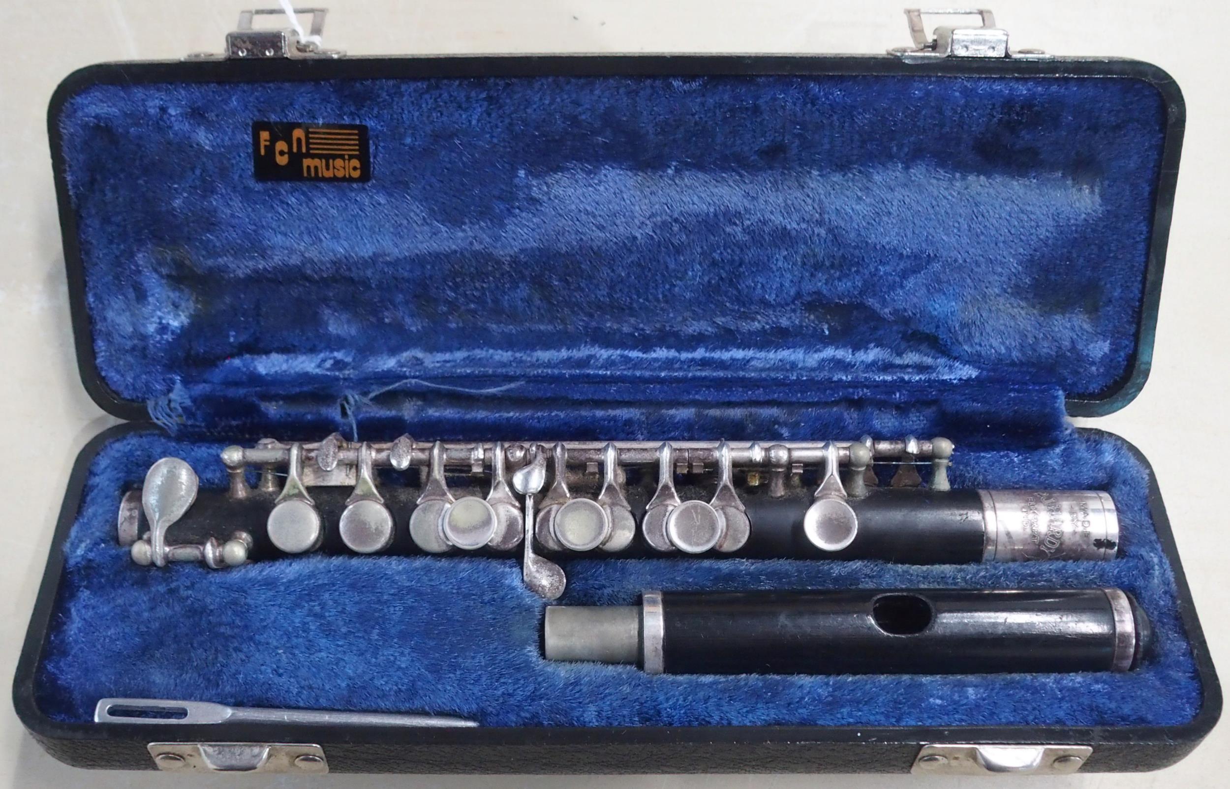 A P.J. Hardy white metal mounted piccolo engraved "Made Bt P.J. Hardy Elkhart Ind .serial number