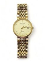 A 9ct gold gents Rotary Elite watch and strap, weight all together 56.6gms Condition Report:Has a