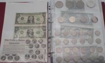 United States a collection of US coins and banknotes to include 1921 Liberty silver dollar,