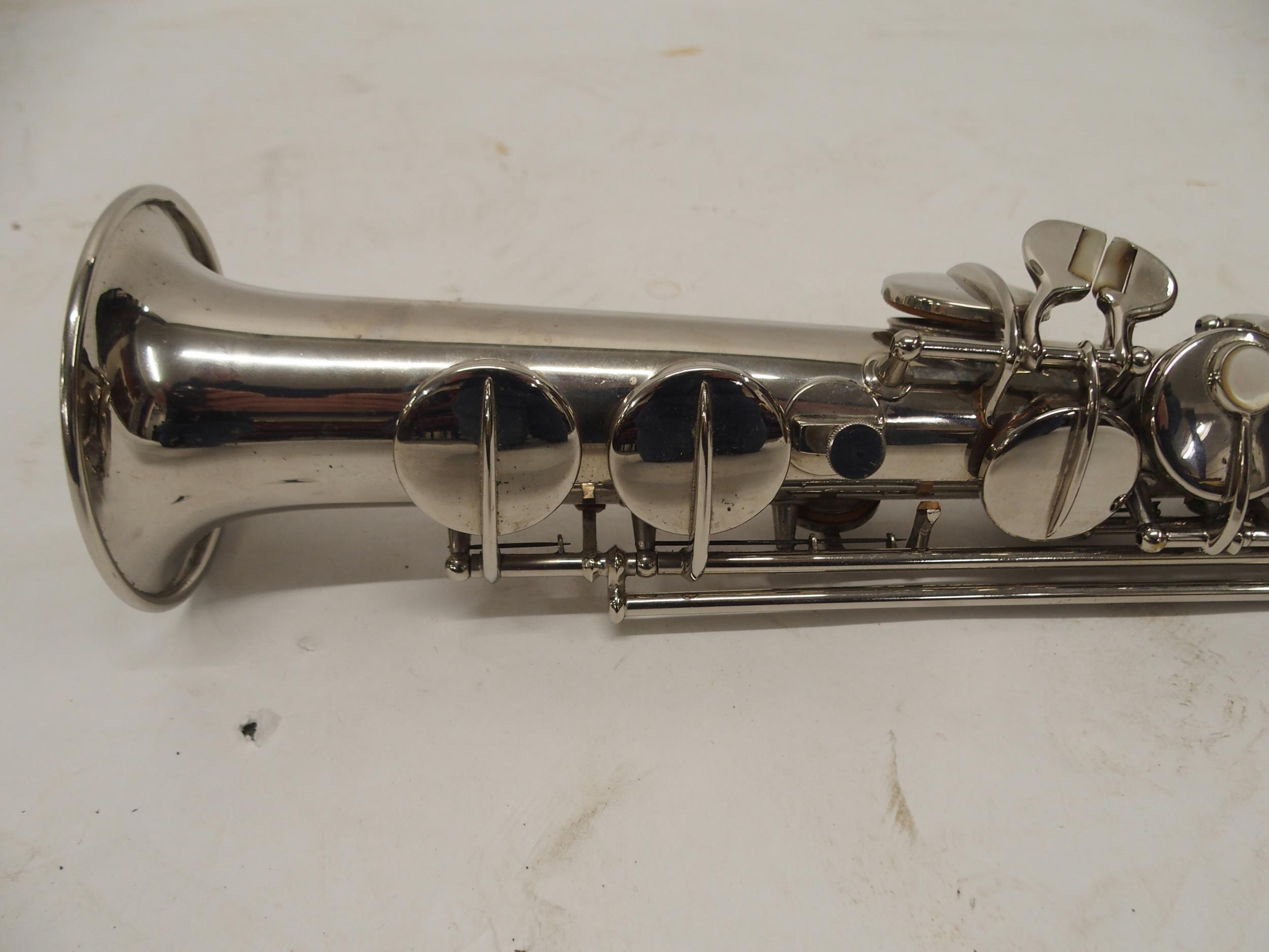 C.G. CONN a white metal soprano saxophone Made by C.G. CONN ELKHART IND. U.S.A. PATD. DEC. 8. 1914 - Image 6 of 11