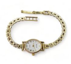A 9ct gold ladies Accurist watch and strap, weight with mechanism 14.7gms Condition Report:Available