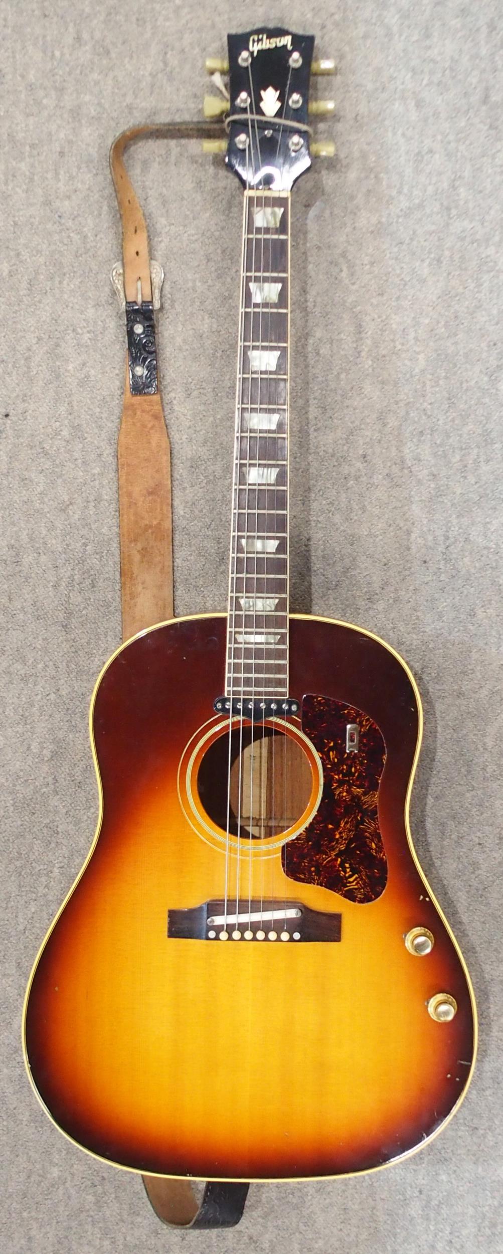 GIBSON a Gibson J160E electro acoustic guitar in dark sunburst serial number 890922 circa 1969 - Image 10 of 39