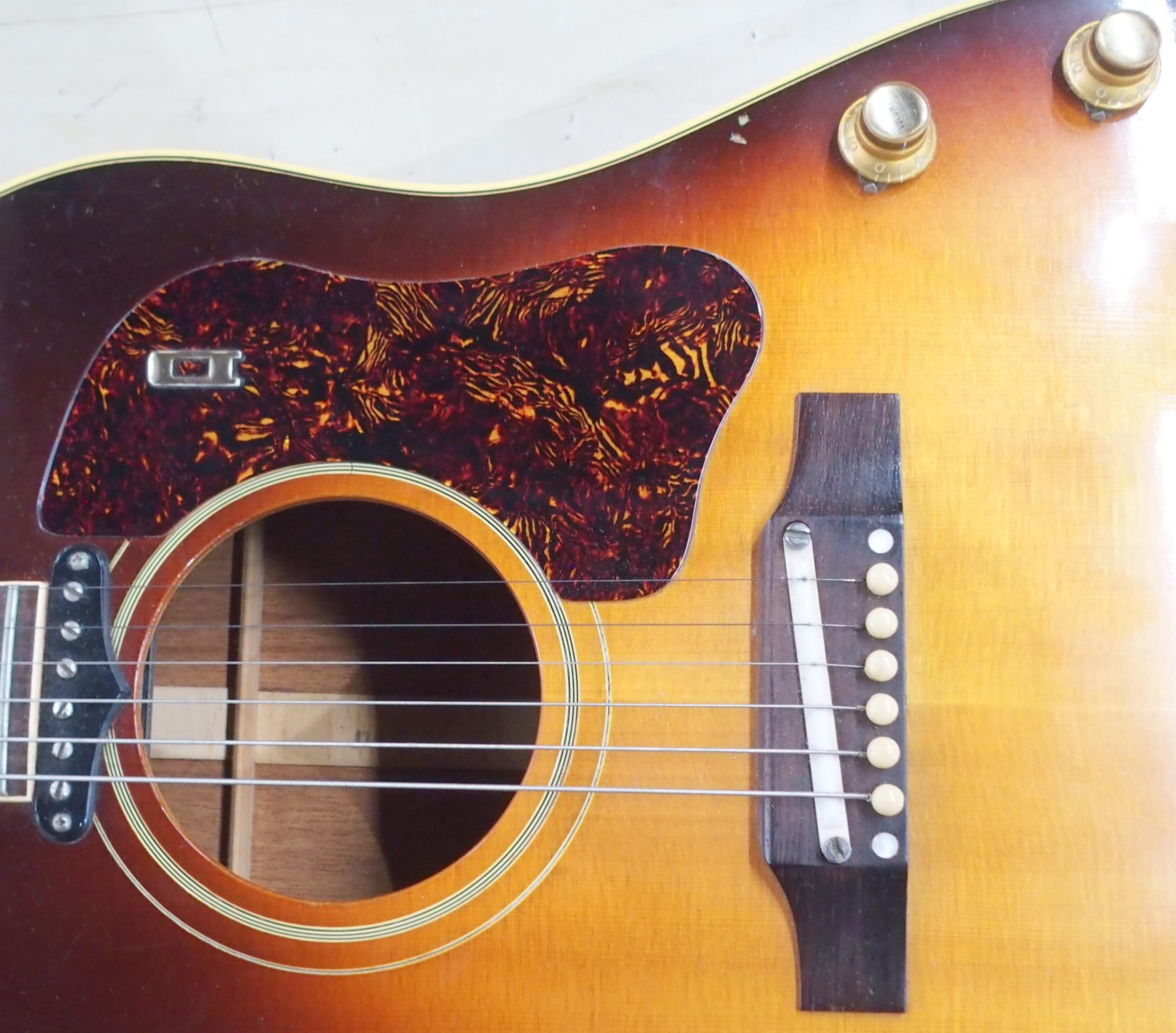 GIBSON a Gibson J160E electro acoustic guitar in dark sunburst serial number 890922 circa 1969 - Image 5 of 39