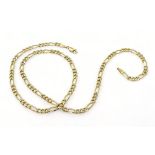 A 9ct bi colour gold figaro chain, length 45cm, weight 10.4gms Condition Report:Available upon