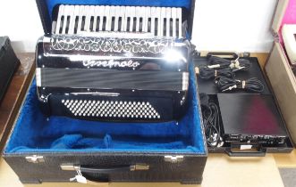 A Cavognolo Odysee reedless 120 bass 41 key piano accordion serial number 45602 together with a