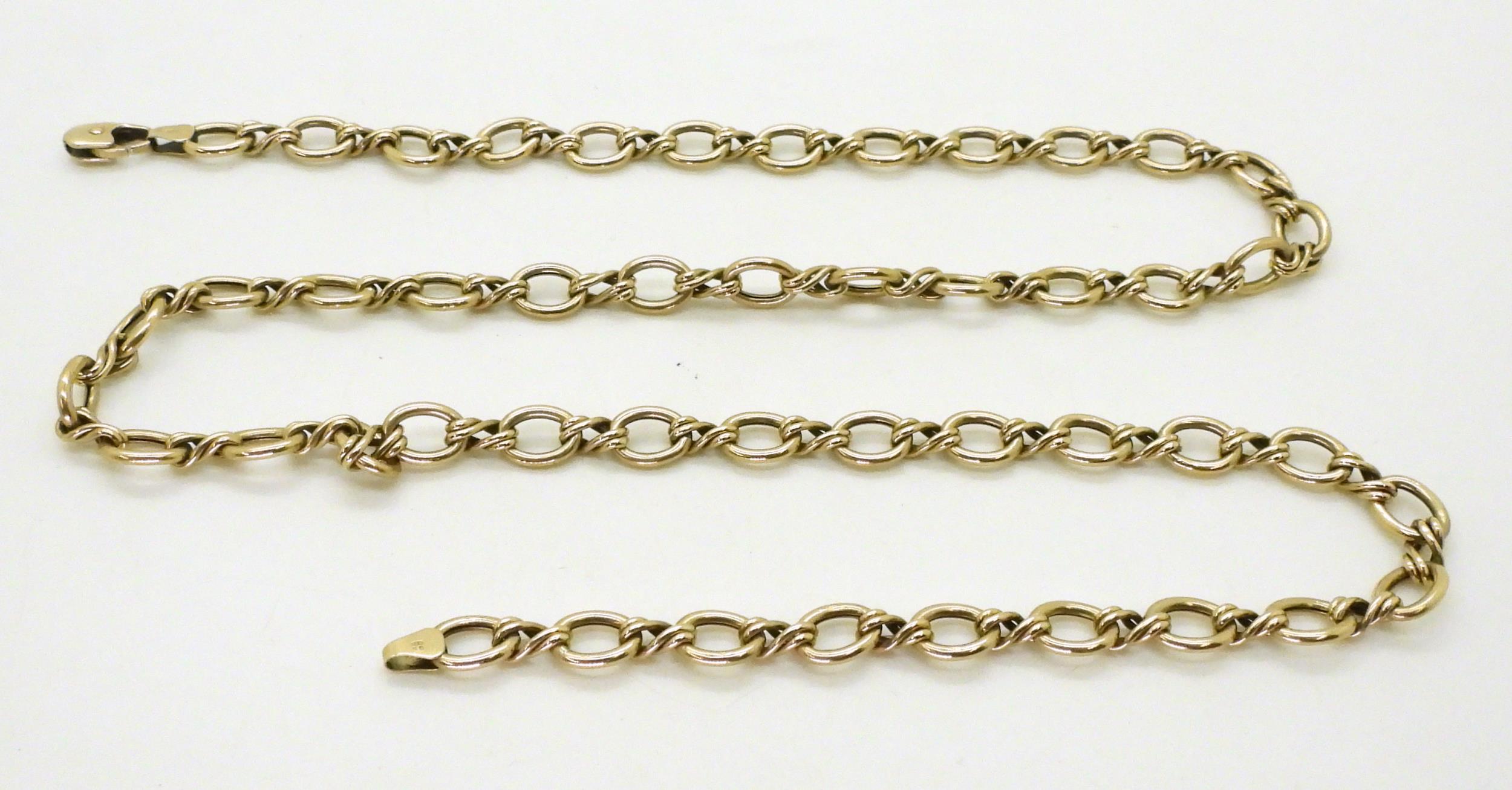 A 9ct gold fancy link chain, length 61cm, weight 17.3gms Condition Report:Available upon request - Image 3 of 3
