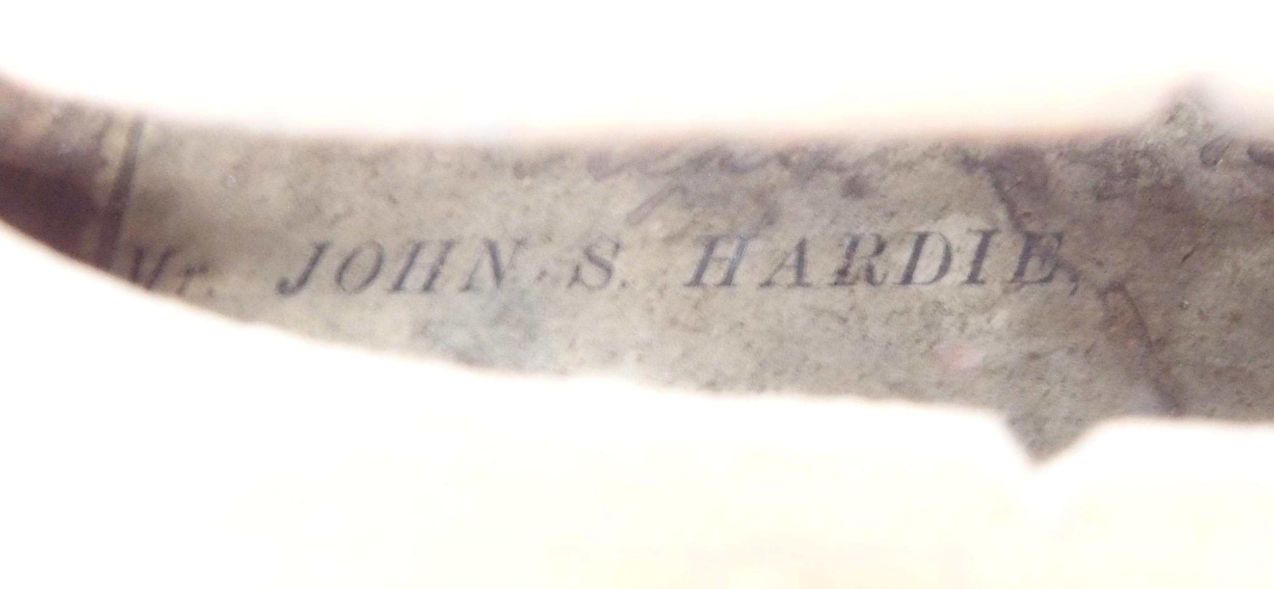 A two piece back violin 35.5cm bearing label with inscription to the interior JOHN S. HARDIE - Image 10 of 12