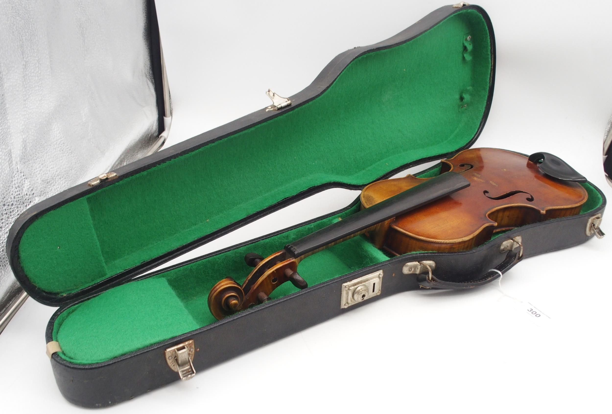 A two piece back violin 35.5cm with case Condition Report:Available upon request - Image 9 of 9