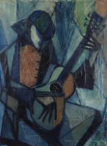 CONTEMPORARY SCHOOL   THE GUITAR PLAYER  Oil on canvas, 60 x 45cm   Together with a similar (2)