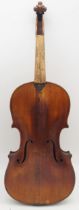 A one piece back 35.5cm two piece top violin with case  Condition Report:Available upon request