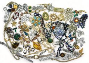 Peacock beads,a watch retailed by Oscar De La Renta, silver and marcasite items, a Montine watch etc