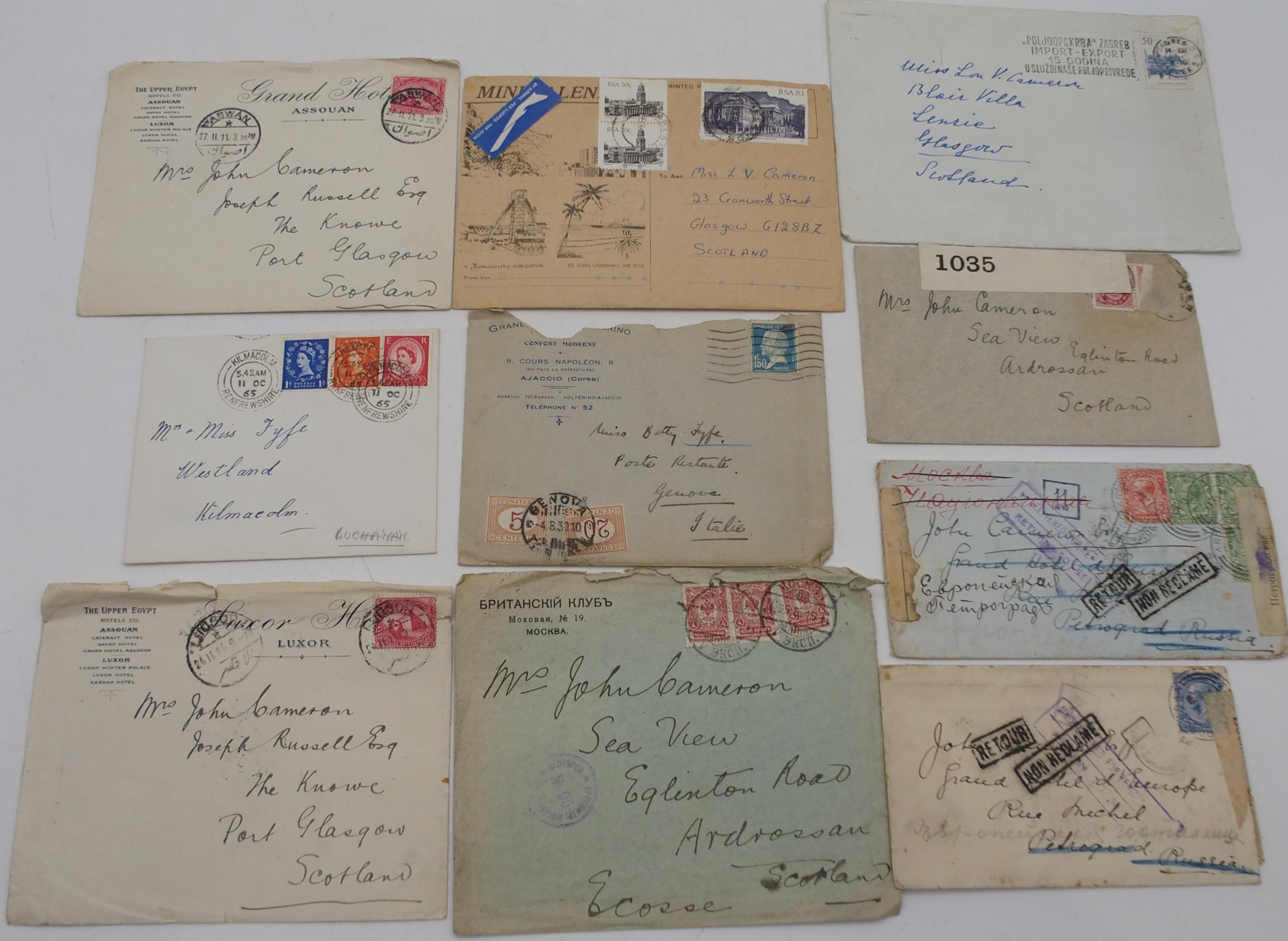 A lot comprising various worldwide covers to include the cover of a military censored correspondence