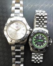 A Ladies Tag Heuer professional 200 meters with green chapter ring, movement signed Tag Heuer 2.93