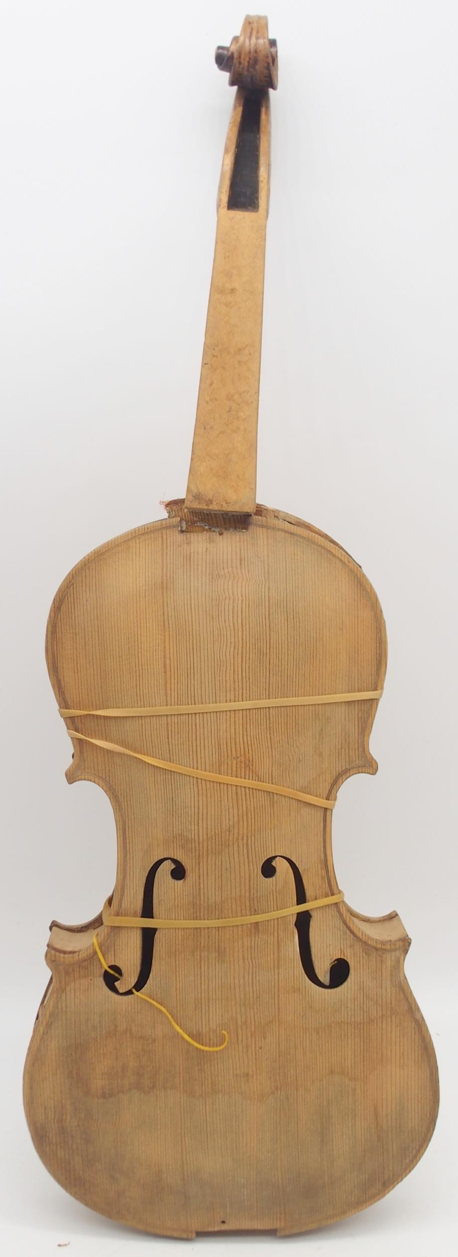A two piece back violin 35cm with case Condition Report:Available upon request