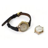 A 9ct cased ladies Tudor watch with black leather strap, number stamped to the mechanism 2325,