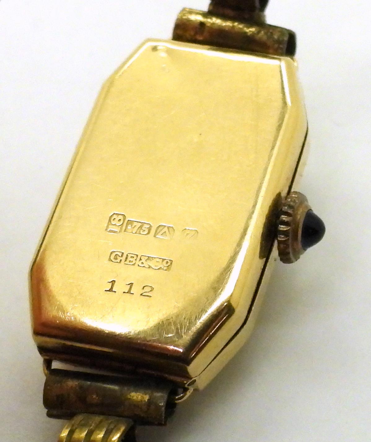 An 18ct gold ladies vintage watch head, weight including strap and mechanism 14.2gms, together - Image 4 of 4