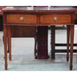 A 20th century mahogany serpentine front two drawer hall table on square tapering supports, 78cm