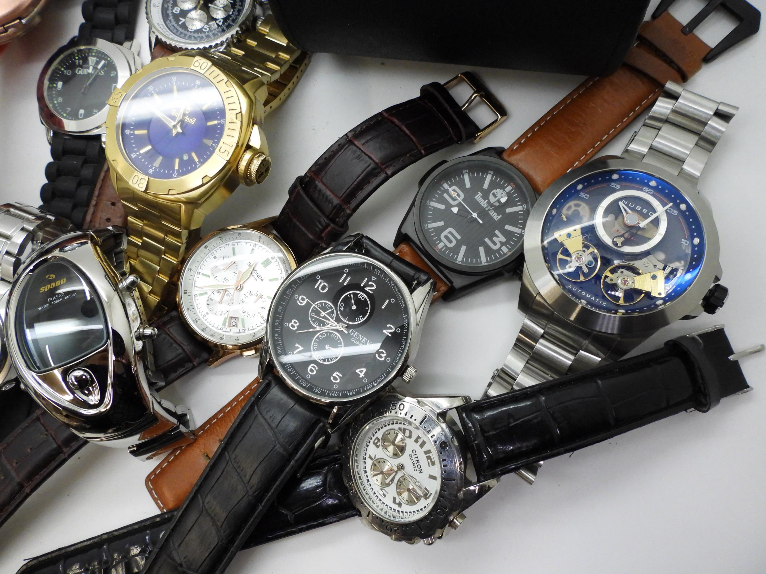 A large collection of fashion watches to include Seiko Chronograph, Nubeo, Sekonda, further Seikos - Image 2 of 6