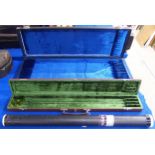 A lot comprising a twelve division fitted violin bow case and a four division violin bow case