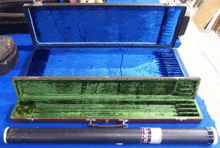 A lot comprising a twelve division fitted violin bow case and a four division violin bow case