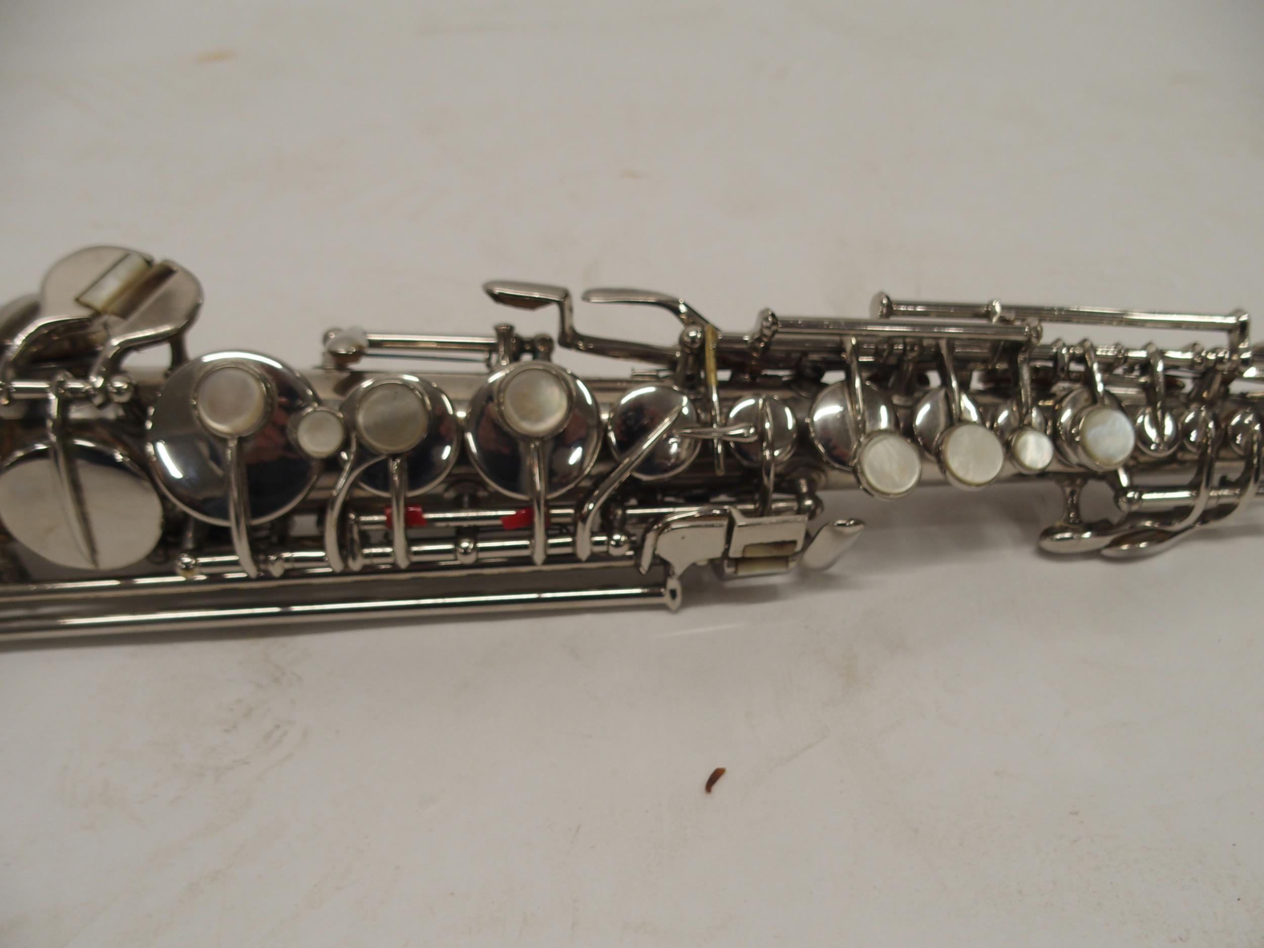 C.G. CONN a white metal soprano saxophone Made by C.G. CONN ELKHART IND. U.S.A. PATD. DEC. 8. 1914 - Image 7 of 11