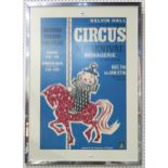 A poster for the Kelvin Hall International Circus and Carnival Menagerie, circa-1960s, framed