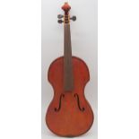 ALEXANDER YOUNGSON a medieval style one piece back violin 35cm bearing label to the interior