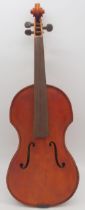 ALEXANDER YOUNGSON a medieval style one piece back violin 35cm bearing label to the interior