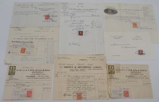 Glasgow interest , invoices with stamped receipts addressed to John Cameron Esq. to include The