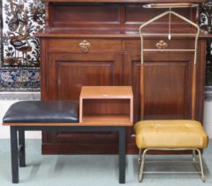 A lot comprising a mid 20th century metal and teak gentleman's valet with mustard vinyl