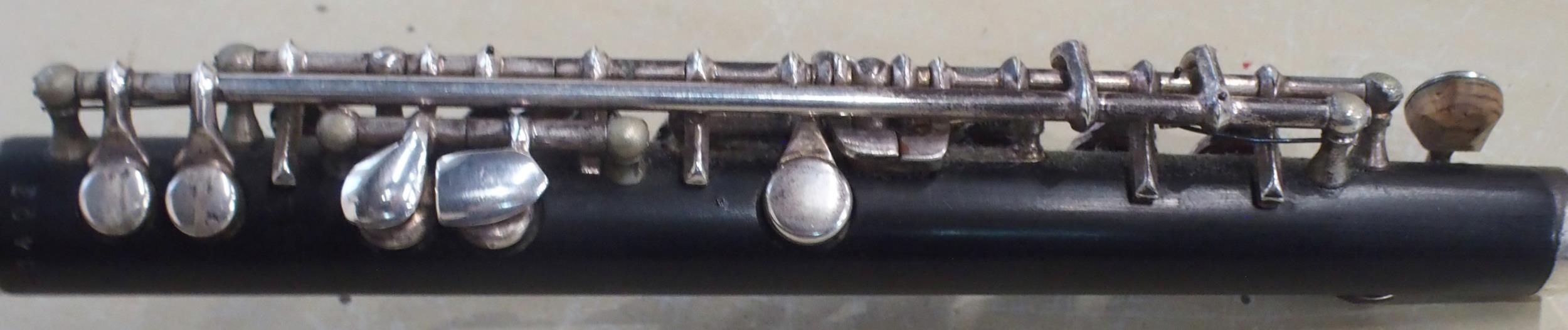 A P.J. Hardy white metal mounted piccolo engraved "Made Bt P.J. Hardy Elkhart Ind .serial number - Image 4 of 5