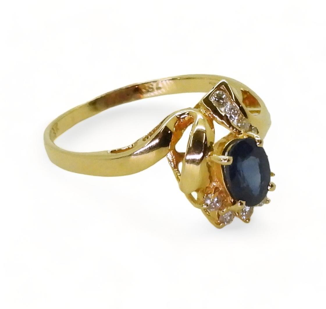 An 18k gold sapphire and diamond ring, size M1/2, weight 2.4gms Condition Report:Available upon - Image 2 of 2