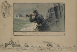 CHARLES JOHNSON PAYNE (ENGLISH 1884-1967)  SHEPERDING A CONVOY  Print multiple, signed centre