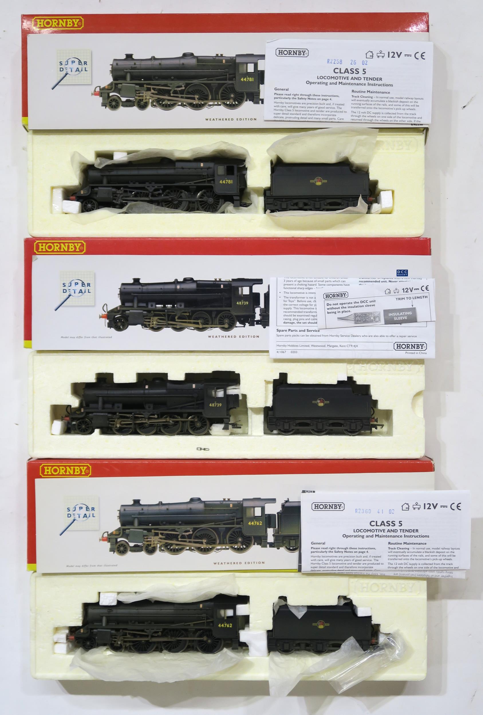 Three Hornby 00-gauge locomotives with tender, boxed - R2360 BR 4-6-0 Class SMT Locomotive Weathered