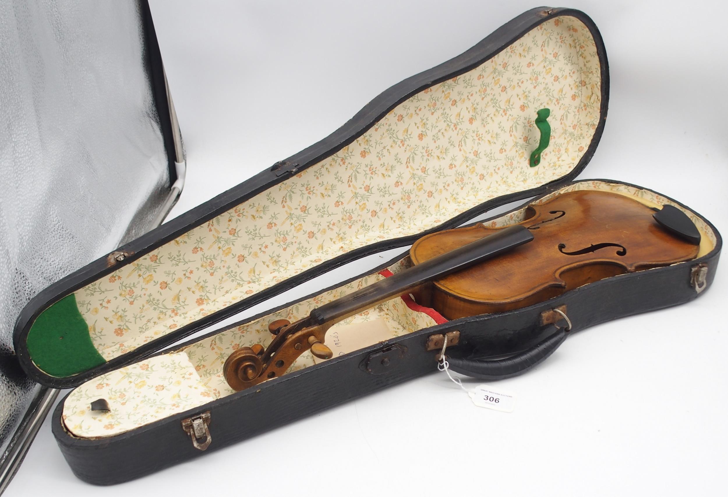 A two piece back violin 35cm  Condition Report:Available upon request - Image 9 of 9