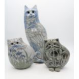 Three contemporary pottery cat figures Condition Report:Available upon request