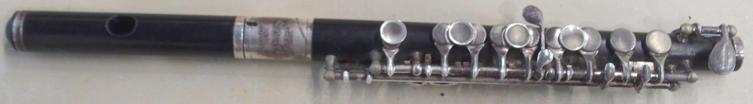 A P.J. Hardy white metal mounted piccolo engraved "Made Bt P.J. Hardy Elkhart Ind .serial number - Image 2 of 5